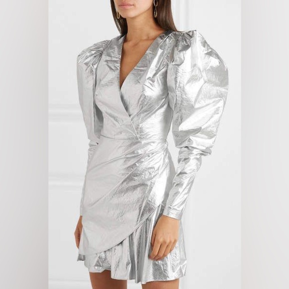 ROTATE BIRGER CHRISTENSEN Women's Metallic Lamé Mini Dress Size 6